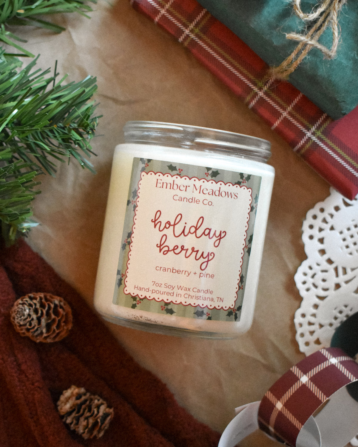 Holiday Berry 7oz Soy Wax Candle