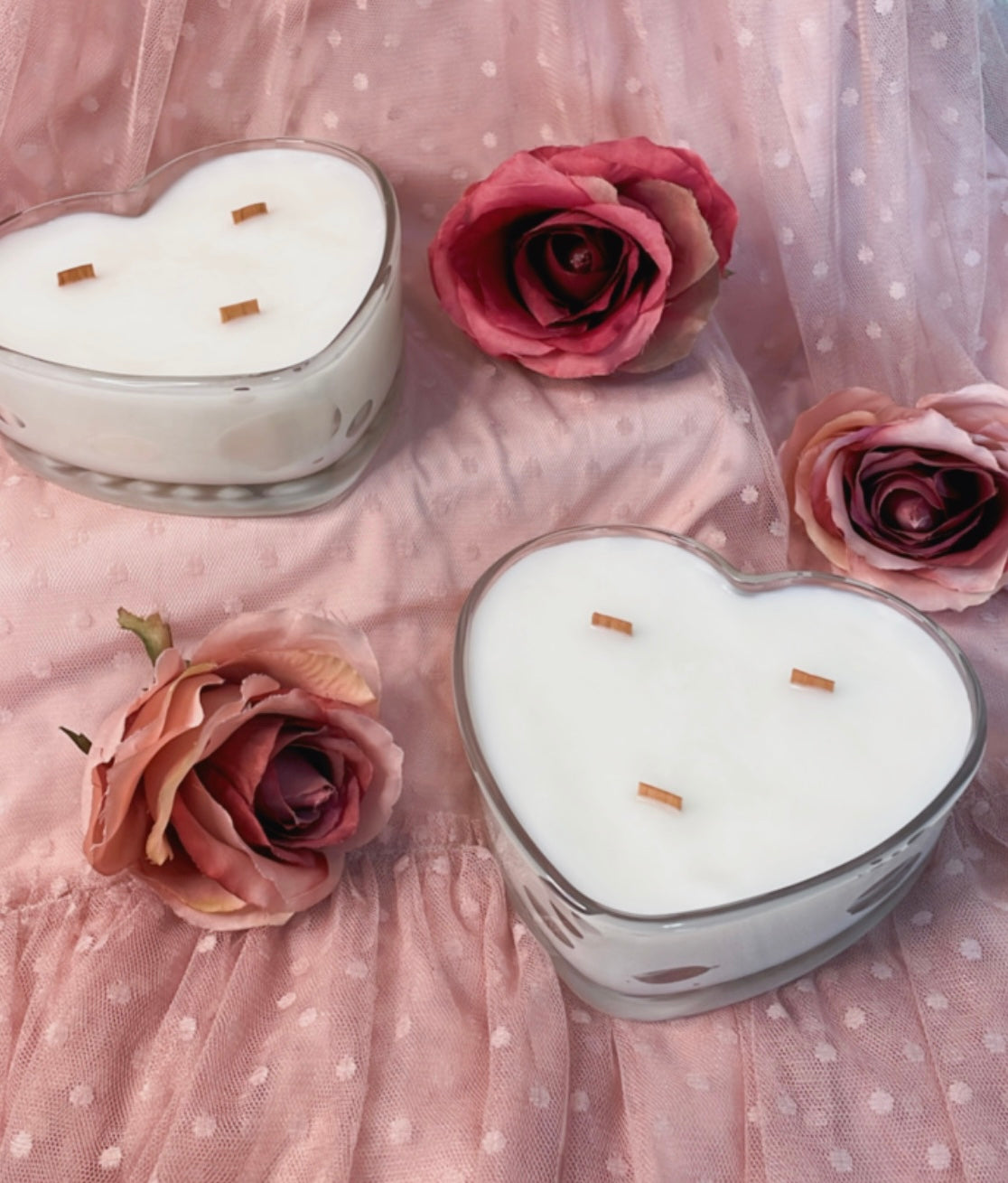 Enchanted Rose Heart Candle