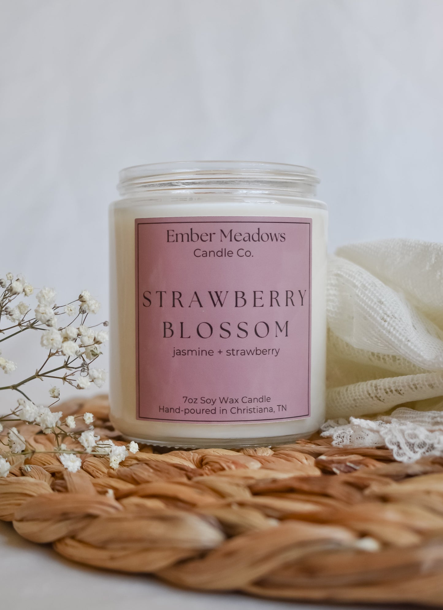 Strawberry Blossom 7oz. Soy Wax Candle