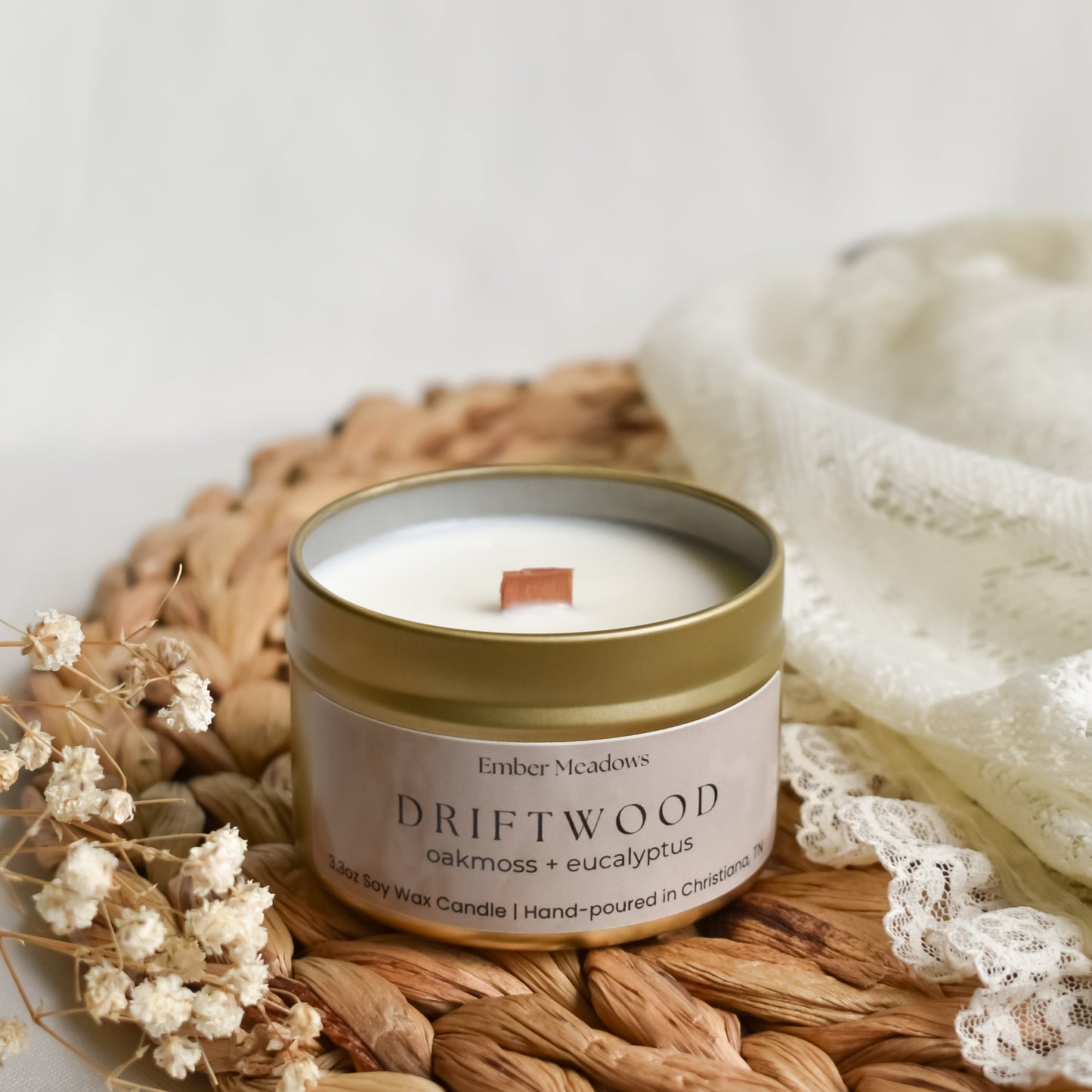 Driftwood 3.3oz Travel Tin Candle