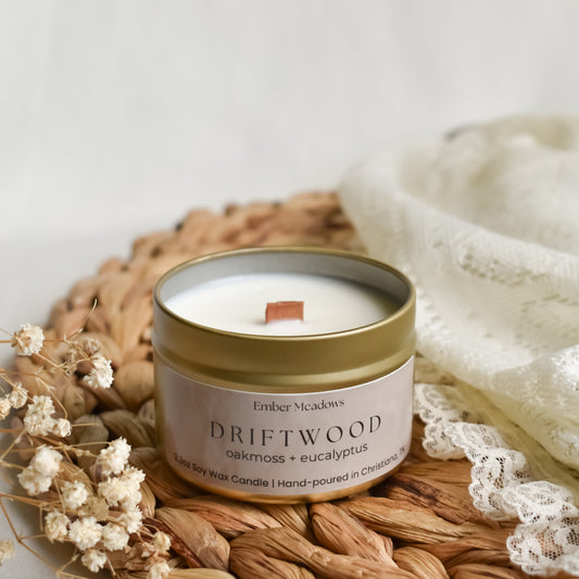 Driftwood 3.3oz Travel Tin Candle