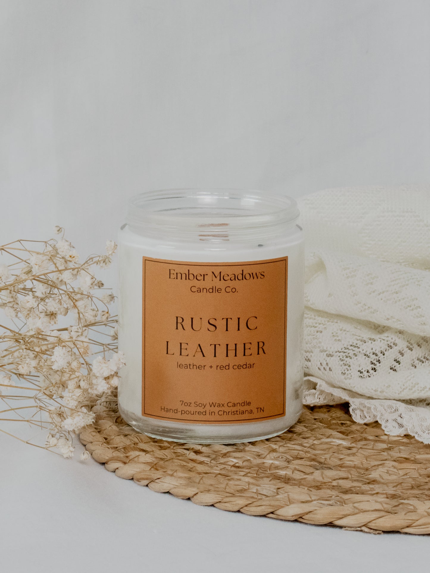 Rustic Leather Soy Candle