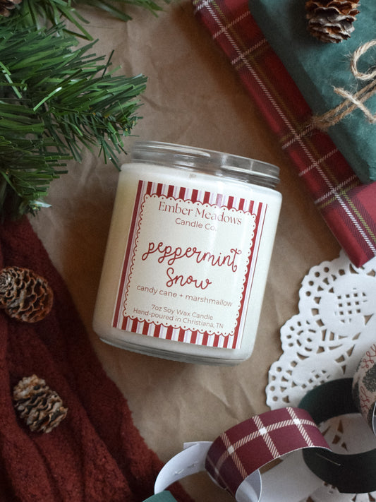 Peppermint Snow 7oz Soy Candle
